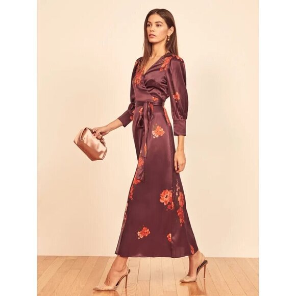 💕REFORMATION💕 Merrick Silk Dress ~ 100% Silk Azusa Floral Print XS NWOT - Picture 4 of 16